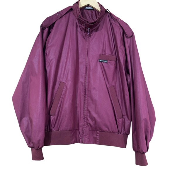 Members Only Men's Jacket Burgundy Maroon Retro Bomber Coat Casual Mens SZ M - Picture 1 of 5
